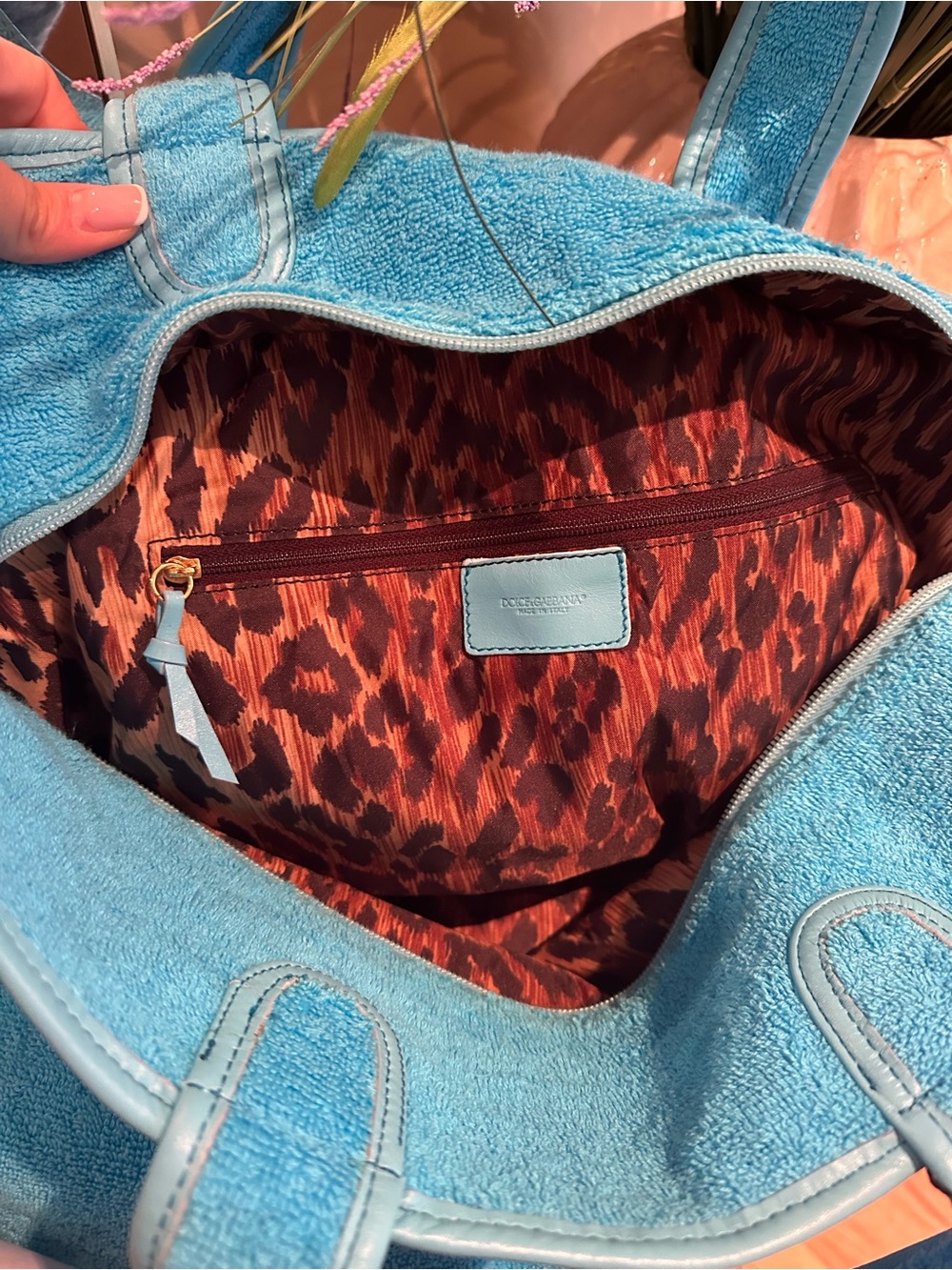 Dolce & Gabbana Blue Terry Cloth Tote - Picture 3 of 6